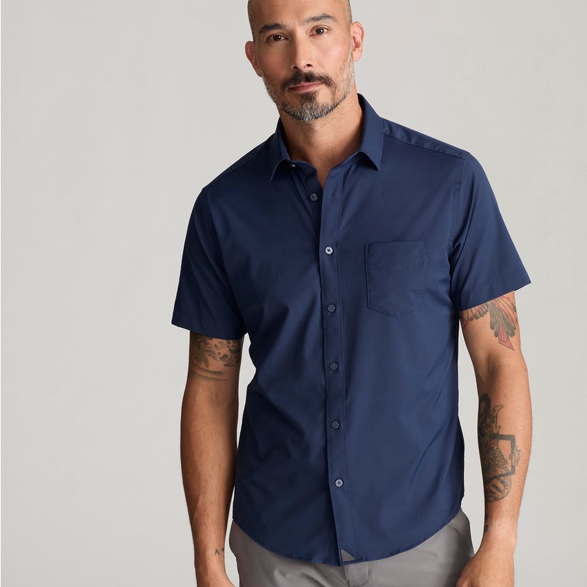 Untuckit Men's Short Sleeve Button-Down Shirt In Navy